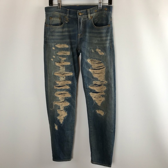 Italy Relaxed Skinny Destroyed Jeans 